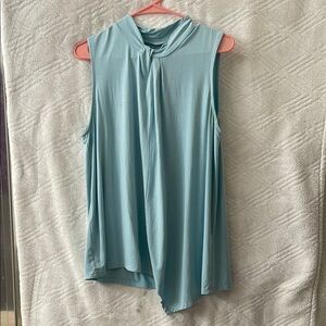 Cyrus Asymmetrical Green Sleeveless Blouse with Mandarin Collar